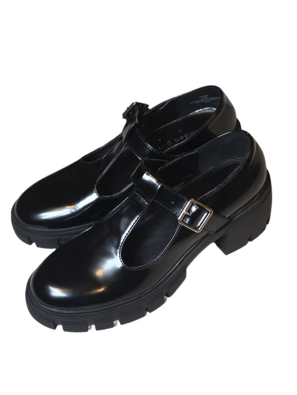 Madden Girl Haddie Black Patent Platform Mary Janes 8.5